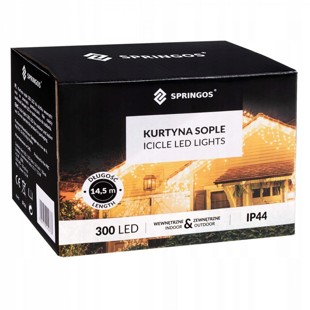 Гирлянда бахрома уличная (наружная) Springos 12 м 300 LED CL303 Mix