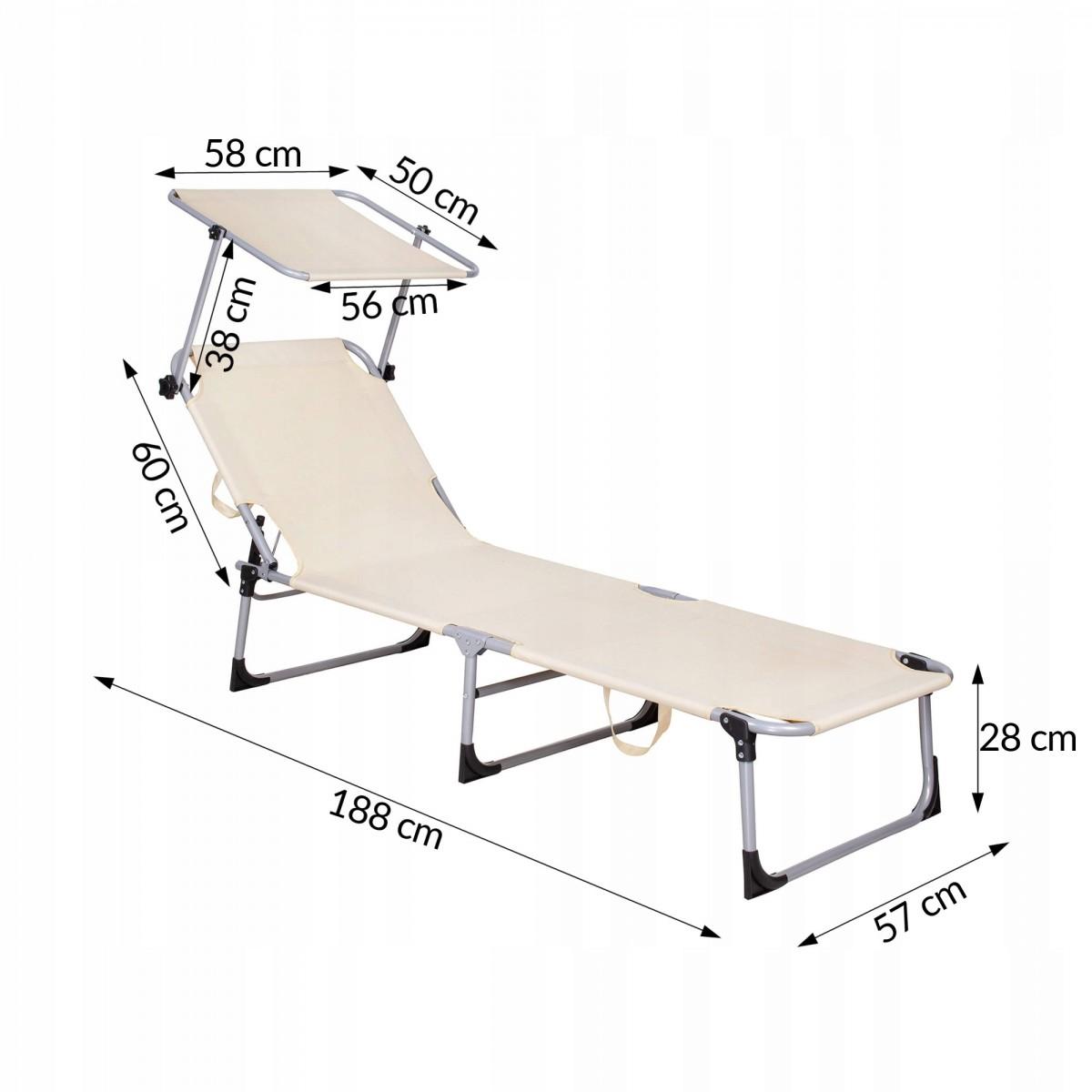 Шезлонг (лежак) для пляжа, террасы и сада с навесом Springos GC0039