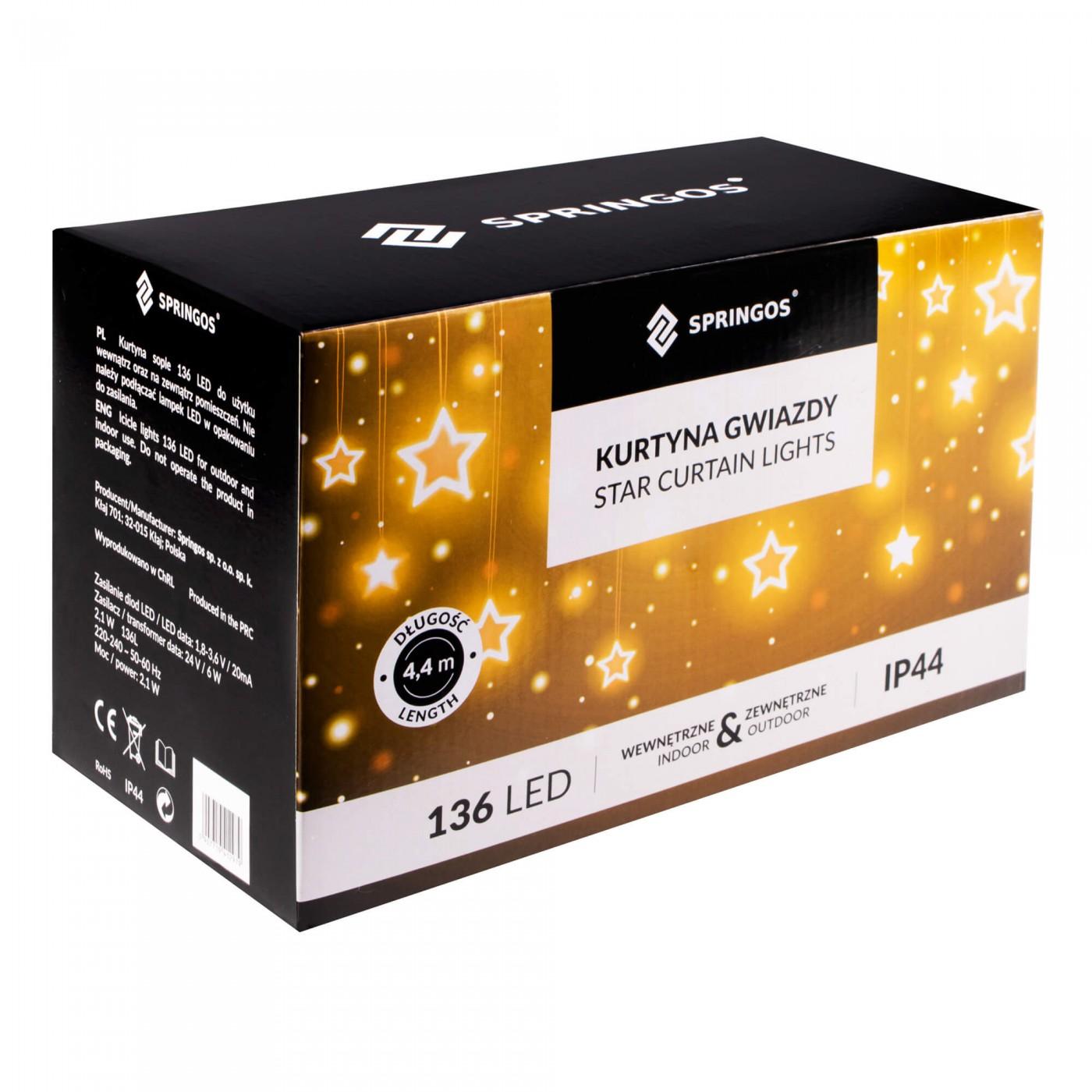 Гирлянда бахрома уличная (наружная) Springos 2 м 136 LED Pilot CL4007 Warm White