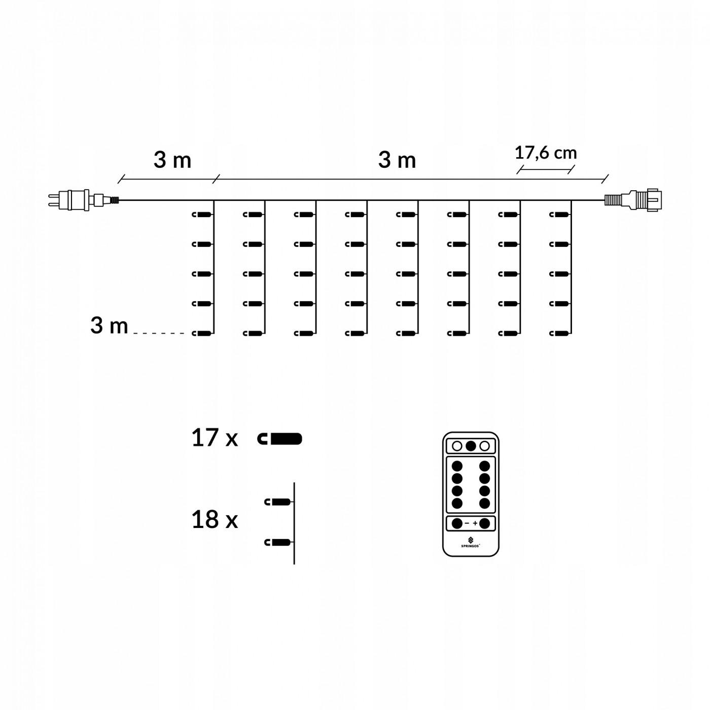 Гирлянда бахрома уличная (наружная) Springos 3 x 3 м 306 LED Pilot CL4002 Blue