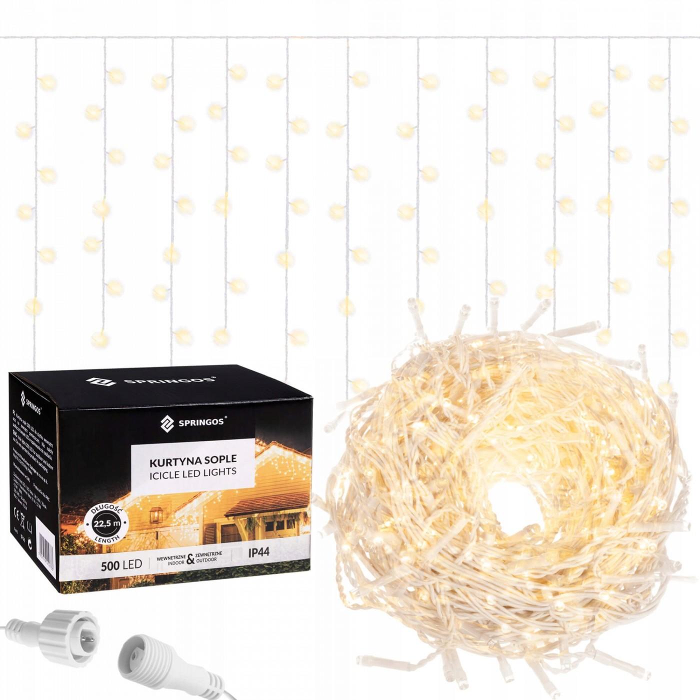 Гирлянда бахрома уличная (наружная) Springos 20 м 500 LED CL501 Warm White