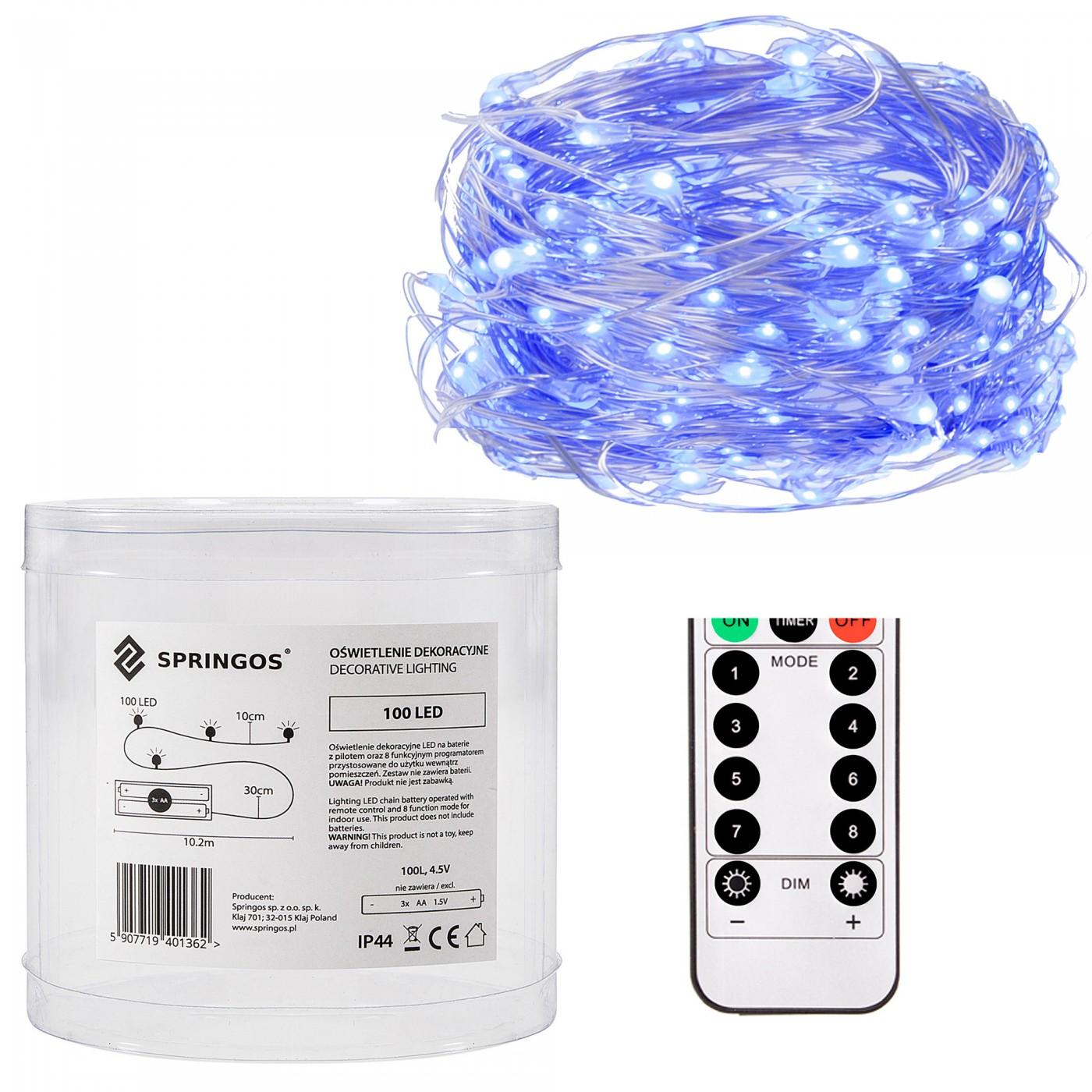 Гирлянда на батарейках Springos 9.9 м 100 LED Pilot CL0103 Blue