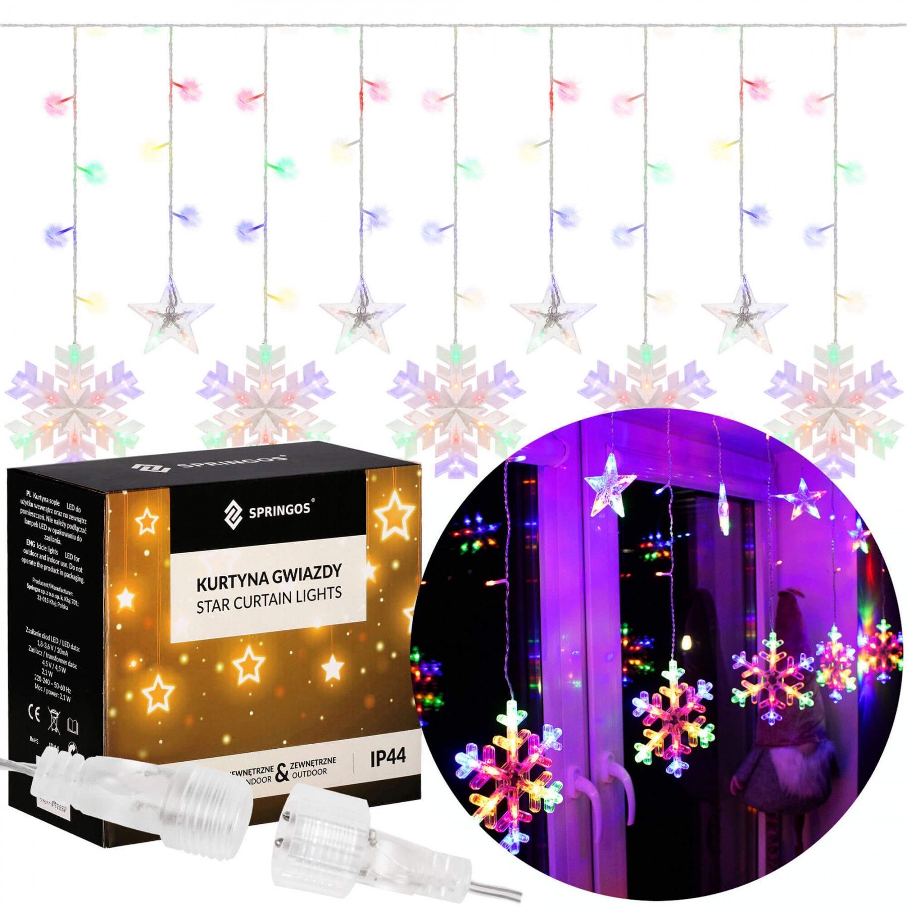 Гирлянда бахрома уличная (наружная) Springos 2.7 м 138 LED CL4019 Mix