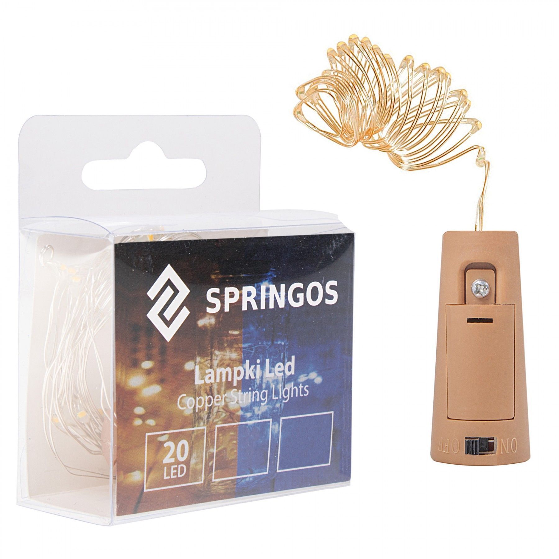 Гирлянда пробка в бутылку на батарейках Springos 1.9 м 20 LED CL0026 Warm White