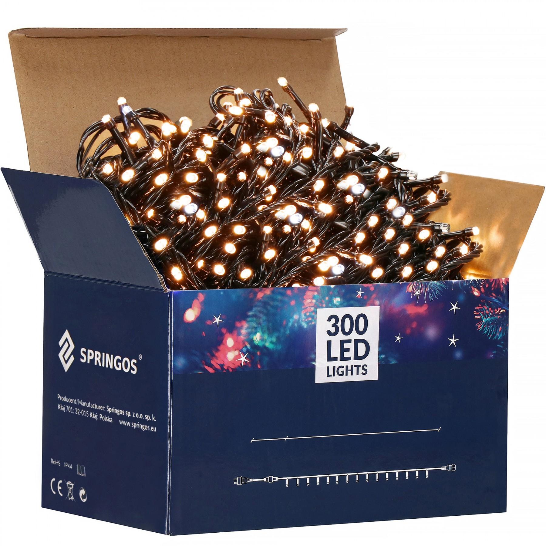 Гирлянда уличная (наружная) Springos 24 м 300 LED + Flash CL0328 Warm White