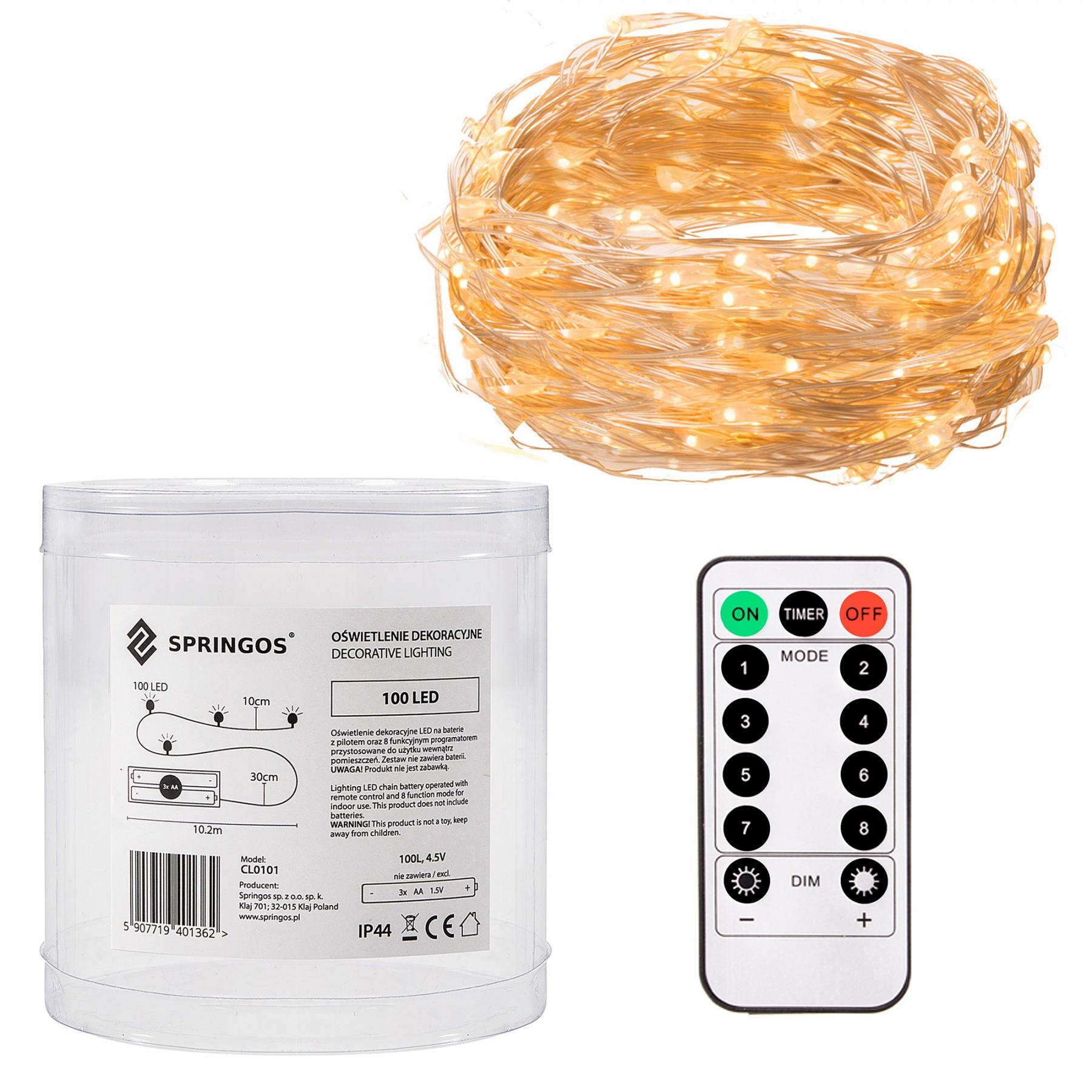 Гирлянда на батарейках Springos 9.9 м 100 LED Pilot CL0101 Warm White