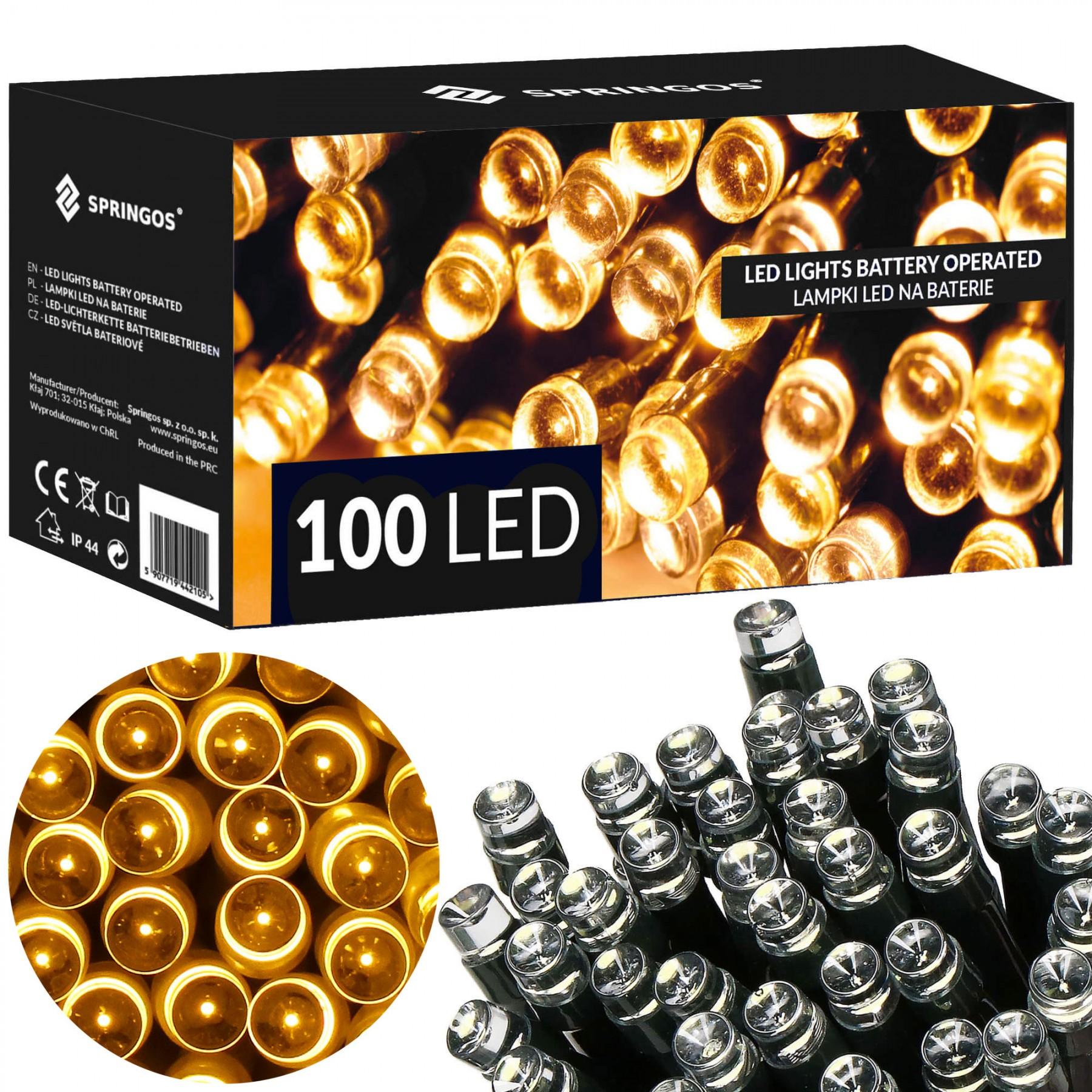 Гирлянда на батарейках Springos 10 м 100 LED CL4030 Warm White