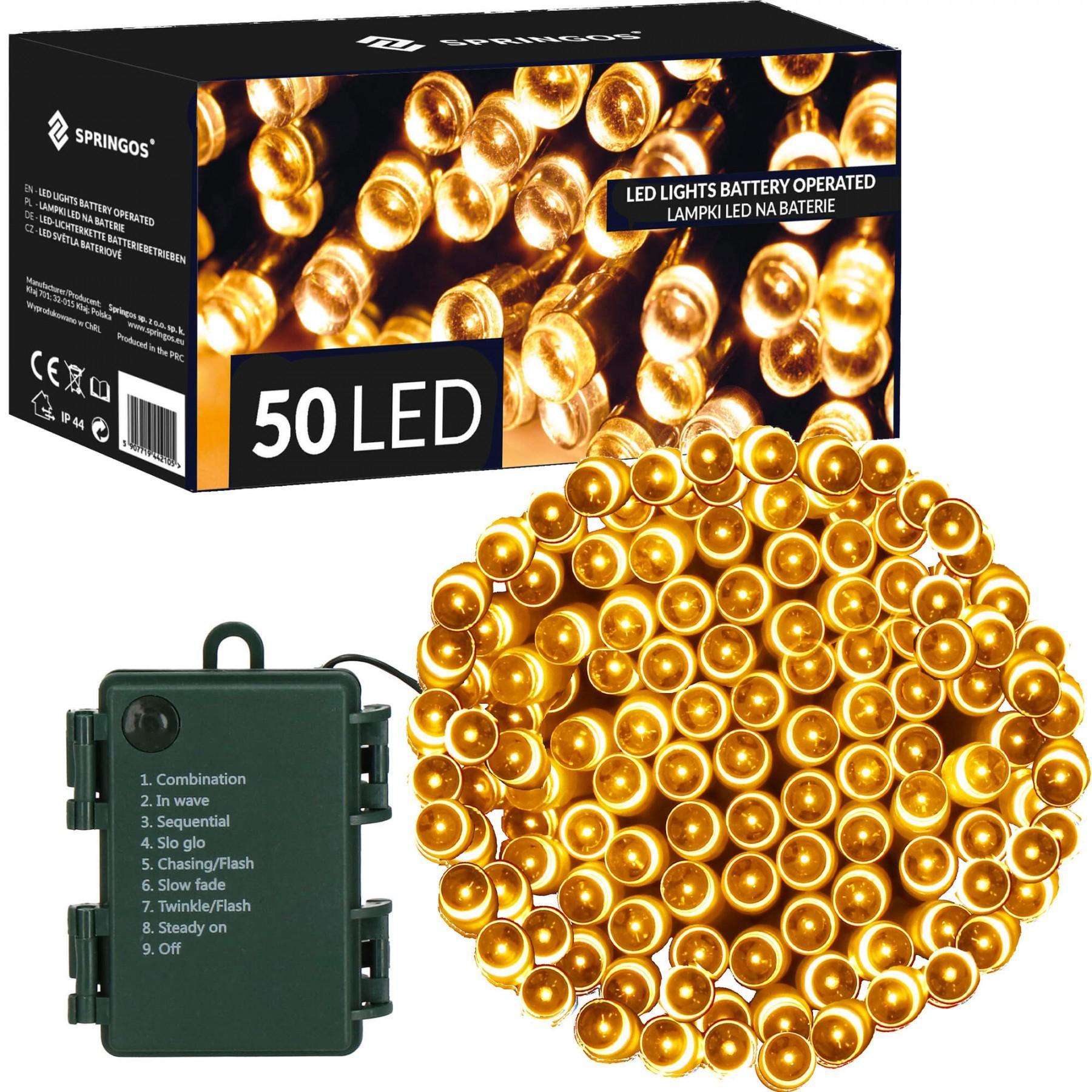 Гирлянда на батарейках Springos 5 м 50 LED CL4027 Warm White