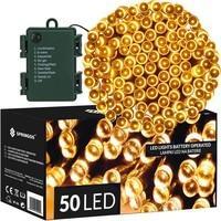 Гирлянда на батарейках Springos 5 м 50 LED CL4027 Warm White